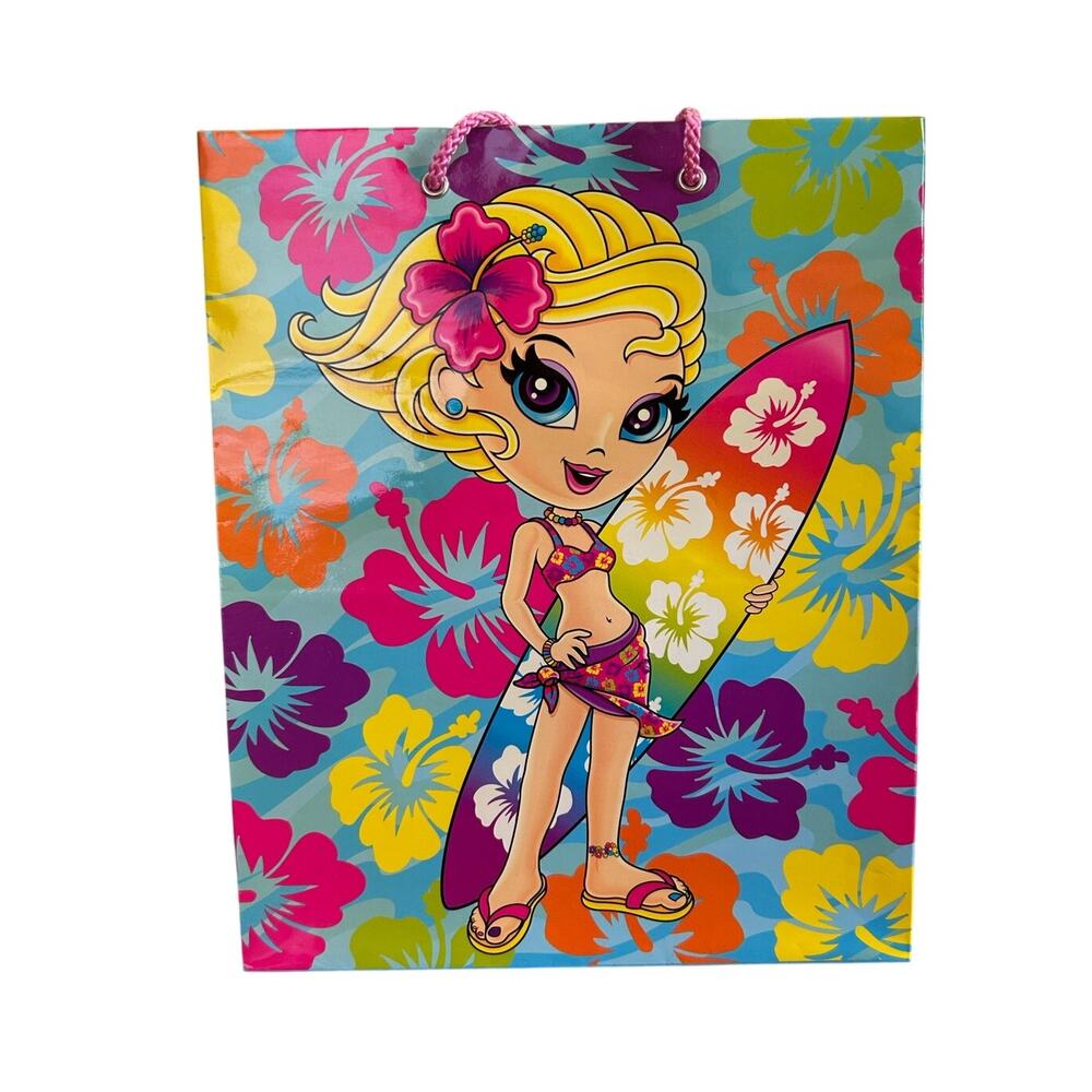 Lisa Frank Vintage Gift Bag Surfer Girl Cassie with Tags 2000s Cute Crafting